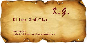 Klimo Gréta névjegykártya